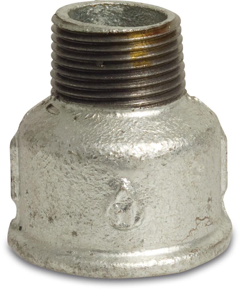 Profec Nr. 246 Reducer socket cast iron galvanised 1 1/2" x 1 1/4" female thread x male thread 25bar DVGW